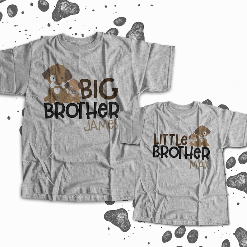 big brother little brother or sister matching set the puppy set 2 shirts MPUP-012-BSet image 3