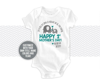 First Mother's Day bodysuit - ELEPHANT personalized first mothers day gift from baby boy (or girl) | 1st mother's day gift 22MD-001-B