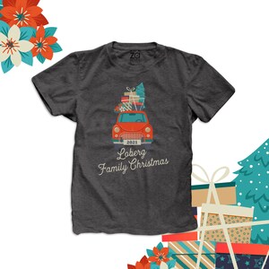Family Christmas shirt | vintage red car christmas gifts holiday unisex DARK t-shirt | personalized family christmas shirt 22SNLC-102-D