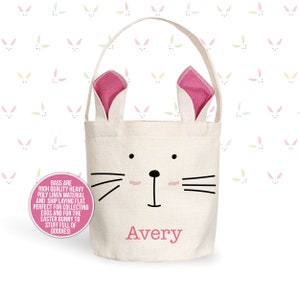kids easter basket | bunny ears easter gift easter basket | blue pink or green bunny ears custom easter bunny bag personalized with name