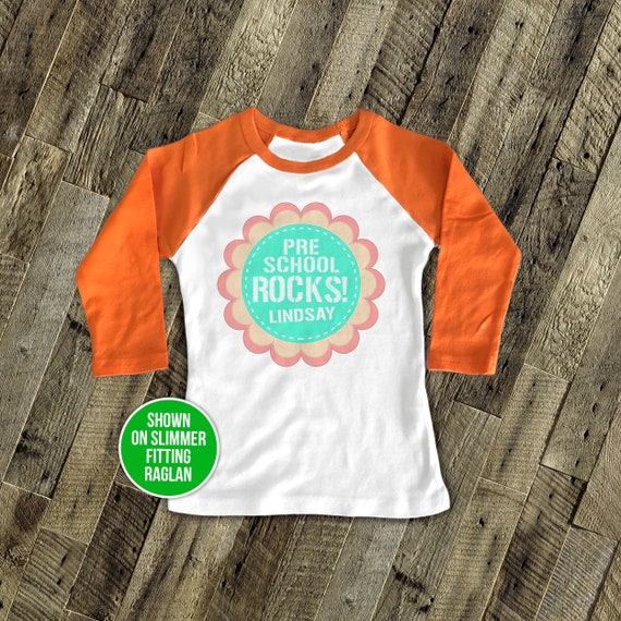preschool or any grade rocks flower raglan shirt Back to school STUDENT shirt great for first day or any school day  MSCL-091R