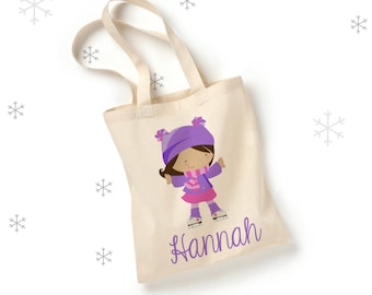 ice skate tote bag girls figure skater totebag Ice skater bag girl figure skater personalized tote bag - value or heavyweight tote MBAG-076