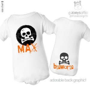 Halloween bodysuit skull and crossbones personalized bodysuit image 1