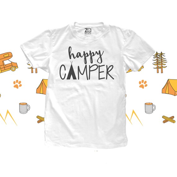 Marshmallow Summer Camp T-Shirt Happy Camper Tee Marshmallow Summer Camp T-Shirt Happy Camper Tee