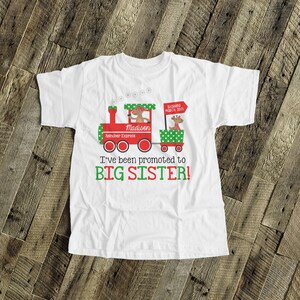 Christmas big sister train shirt - reindeer express - promoted to big sister Christmas pregnancy announcement   snlc-090