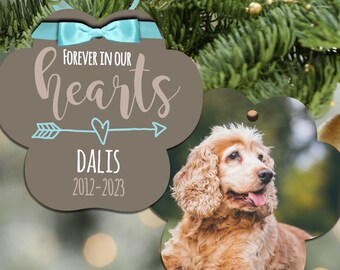 pet memorial Christmas ornament paw print dog ornament | cat ornament | memorial ornament pet memory ornament forever in our hearts MPWO-001