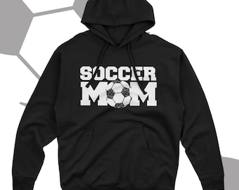 Soccer mom hoodie sweatshirt glitter soccer ball- great gift for birthday or holidays SMHFS