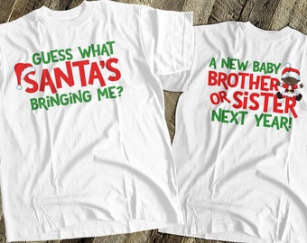 Big brother or big sister santa Christmas surprise shirt -  makes a great surprise Thanksgiving or Christmas pregnancy announcement SNLC-063