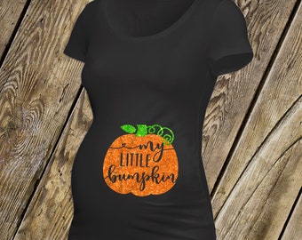 Fall pumpkin little bumpkin glitter maternity top - perfect for Halloween and Thanksgiving  MMAT-072-b