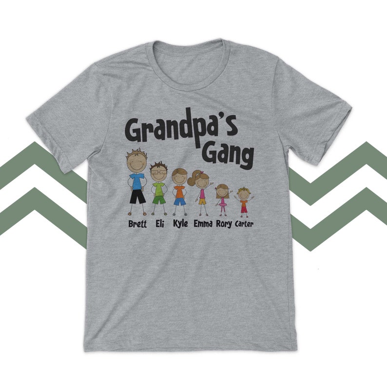 Personalized grandpa or dad stick figure family Tshirt MGPG image 2