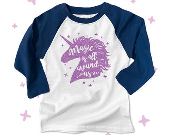 Magic is all around us- unicorn GLITTER tshirt MGVC-001-R