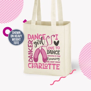 Dance tote bag Personalized perfect for the ballet dancer and all of his or her dancing things ballet bag great gift for little ballerinas Heavyweight Bag