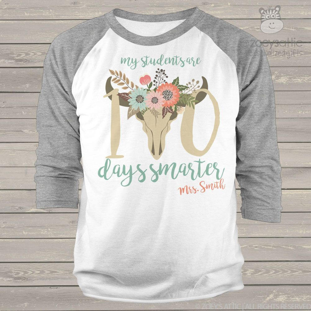 Teacher Shirt 100 Days Smarter Cow Head 