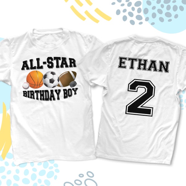 sports birthday boy shirt | soccer baseball football basketball | all star sports theme tshirt birthday shirt 22BD-058-FB