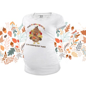 thanksgiving eating for two maternity top long or short sleeve maternity or non-maternity MMAT-026