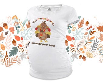 thanksgiving eating for two maternity top long or short sleeve maternity or non-maternity MMAT-026