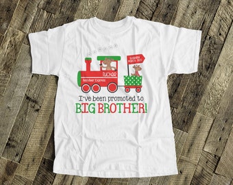 Christmas big brother train shirt - reindeer express - promoted to big brother Christmas pregnancy announcement snlc-089