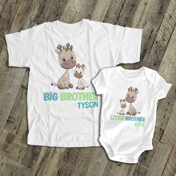 big brother shirt, little brother shirt-FUNKY GIRAFFE - matching big brother / little brother set MGRF-013-set