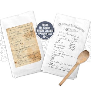 Handwritten recipe tea Towel  / Flour Sack - your favorite recipe in handwriting transferred to a keepsake tea towel great gift MTT-001