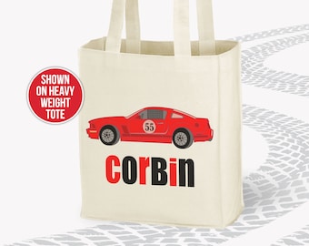 Racecar bag red racing car personalized tote bag - choose value or heavyweight tote MBAG-075