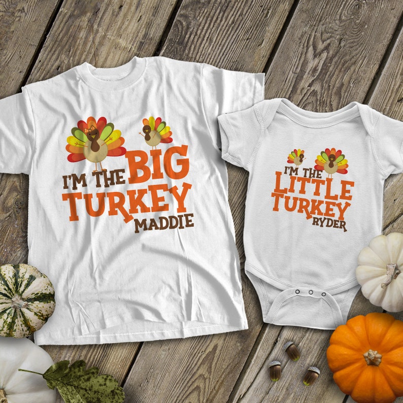 matching sibling thanksgiving shirts for big / little brother image 1