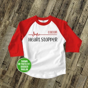 Funny Valentine's Day heart stopper life line personalized raglan shirt 22SNLV-008-R image 1