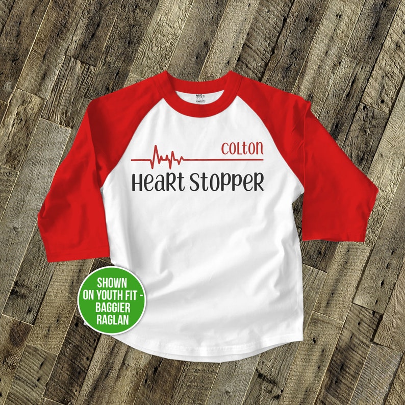 Funny Valentine's Day heart stopper life line personalized raglan shirt 22SNLV-008-R image 1