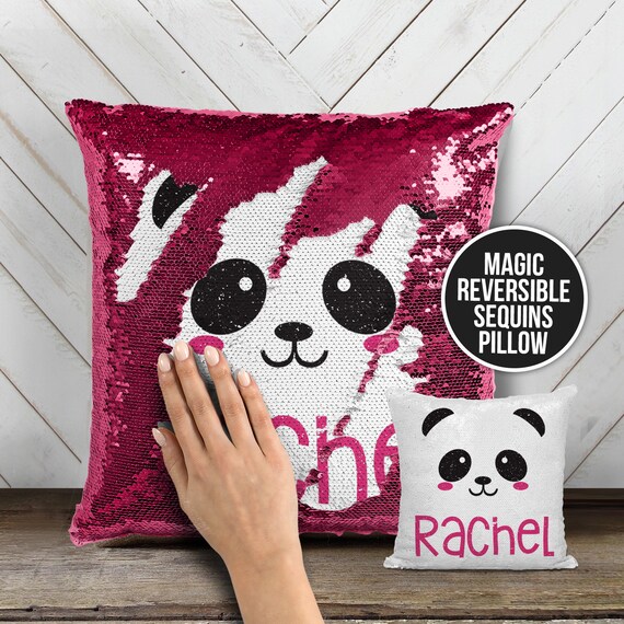 panda sequin pillow