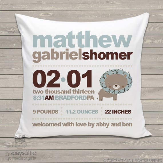 Birth announcement new baby gift jungle lion throw pillow Etsy