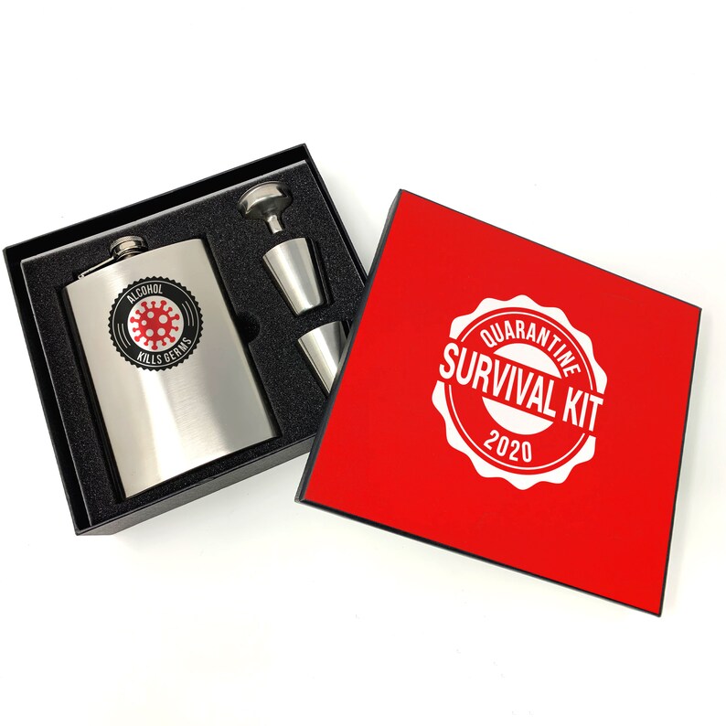 Stainless steel hip flask funny alcohol kills germs flask Etsy