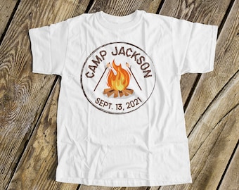 birthday boy shirt camp out theme birthday party shirt or just for the camping fan MCMP-004N