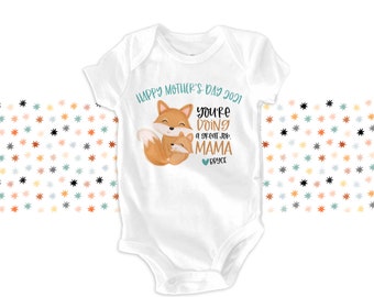 first mother's day fox baby shirt or bodysuit youre doing a great job mama or mommy from baby gift mothers day fox and mama 22MD-006