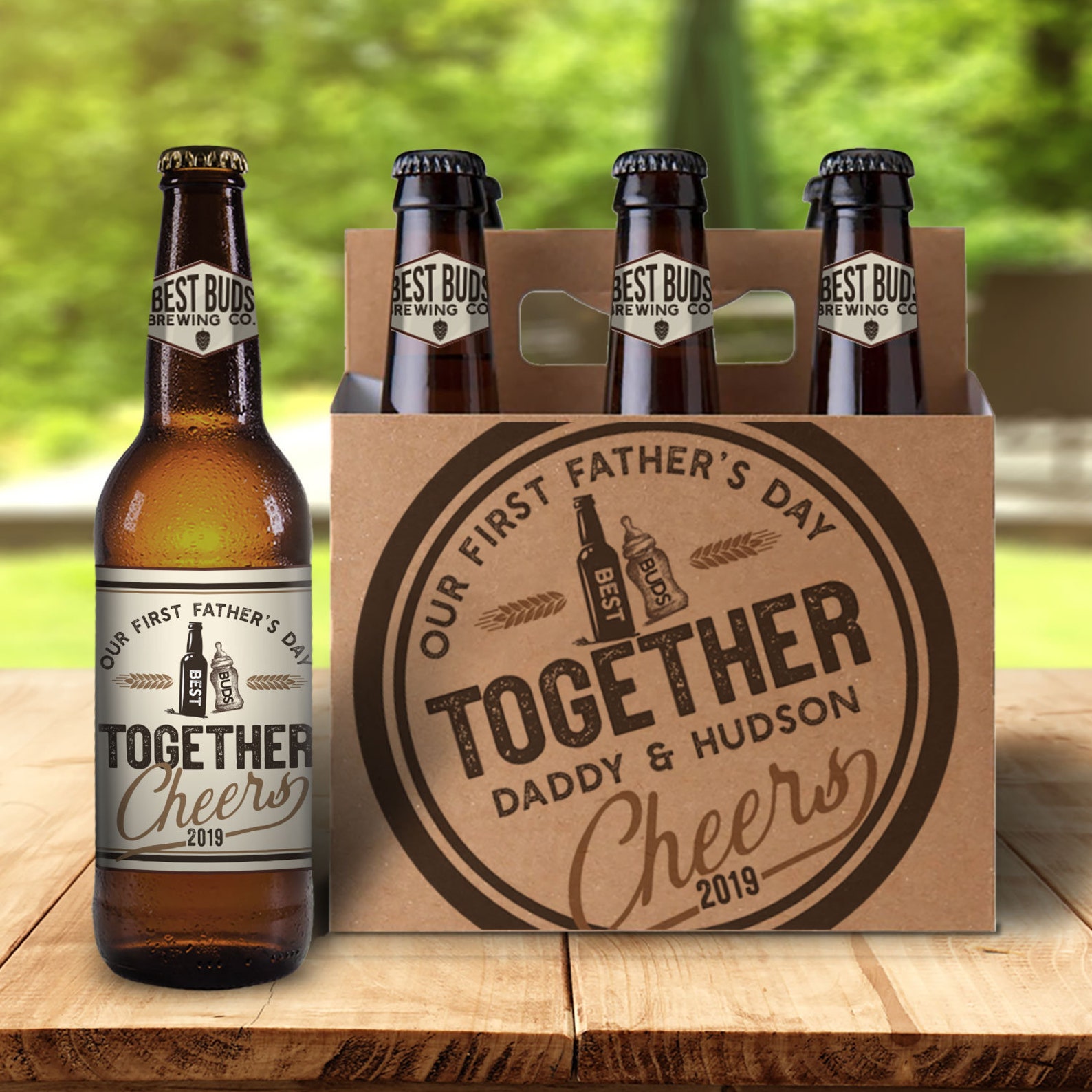 Father's Day cheers beer gift with dad six pack beer Etsy