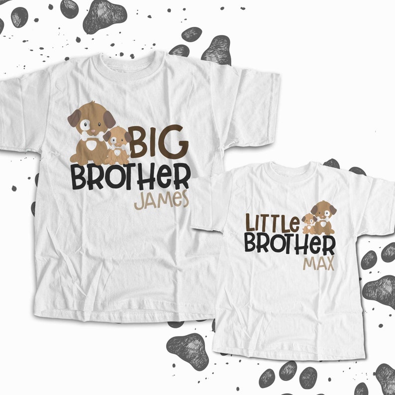 big brother little brother or sister matching set the puppy set 2 shirts MPUP-012-BSet image 1