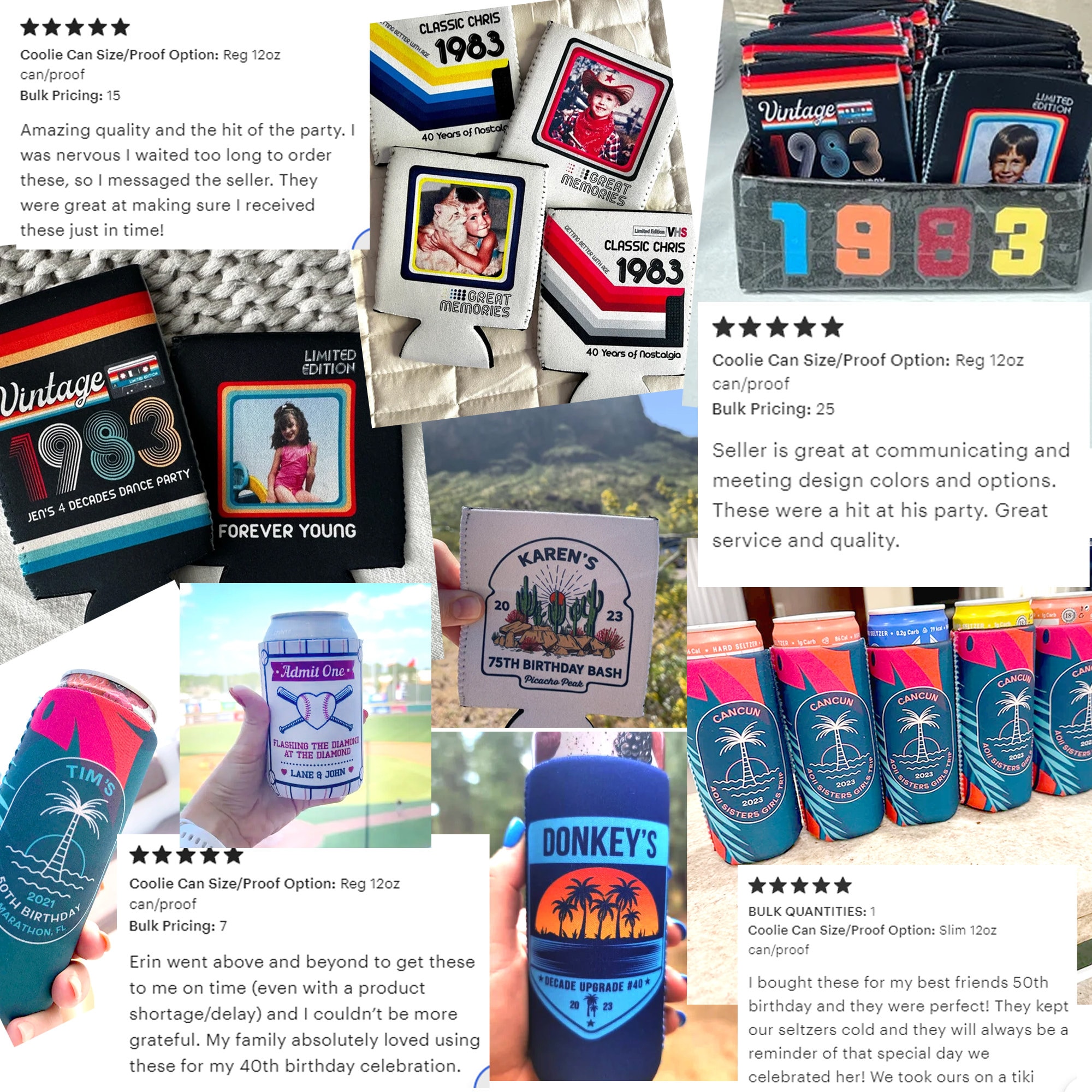 Personalized 50th Birthday Can Cooler Favors, Birthday Can Cooler