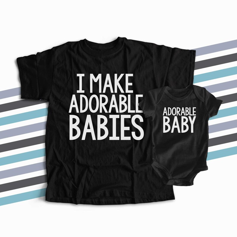 I make adorable babies® shirts dad and baby matching DARK t-shirt and DARK bodysuit gift set ORIGINAL great for Father's Day 22FD-008-DSet image 2