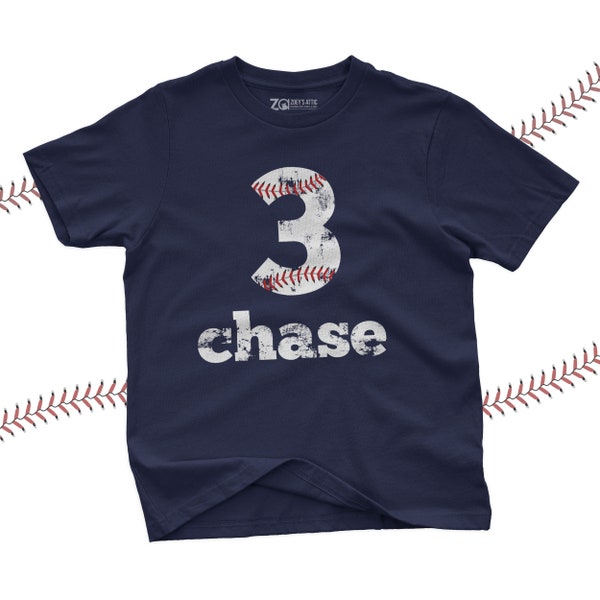 baseball birthday t shirt - baseball party shirt - distressed number and lettering - any number birthday shirt any age party 22SPRT-020-D