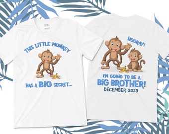 big brother to be shirt personalized monkey pregnancy announcement tshirt MMNK-008