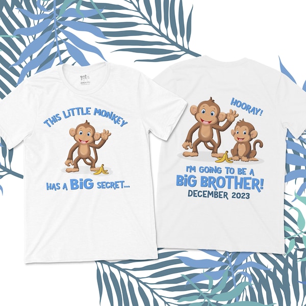 big brother to be shirt personalized monkey pregnancy announcement tshirt MMNK-008