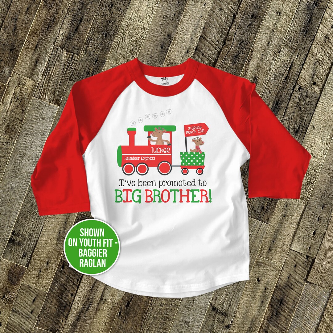 Custom Party Shop Youth “Big Brother” Christmas Raglan Shirt – Red 3/4 Sleeve Holiday Tee - View #8