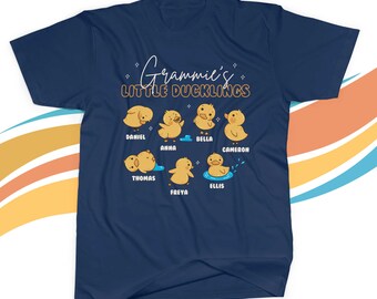 Grammie shirt | Grammie's (or nana or grandma or any title) little ducklings DARK Tshirt | personalized with grandkids names | 23MD-006