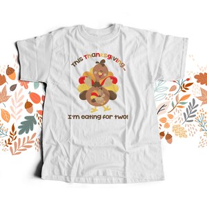 thanksgiving eating for two maternity top long or short sleeve maternity or non-maternity MMAT-026 image 2