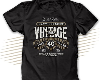 40th birthday party shirt | limited edition whiskey bourbon label look birthday shirt | vintage 30th 40th 50th birthday party tee MBS-008