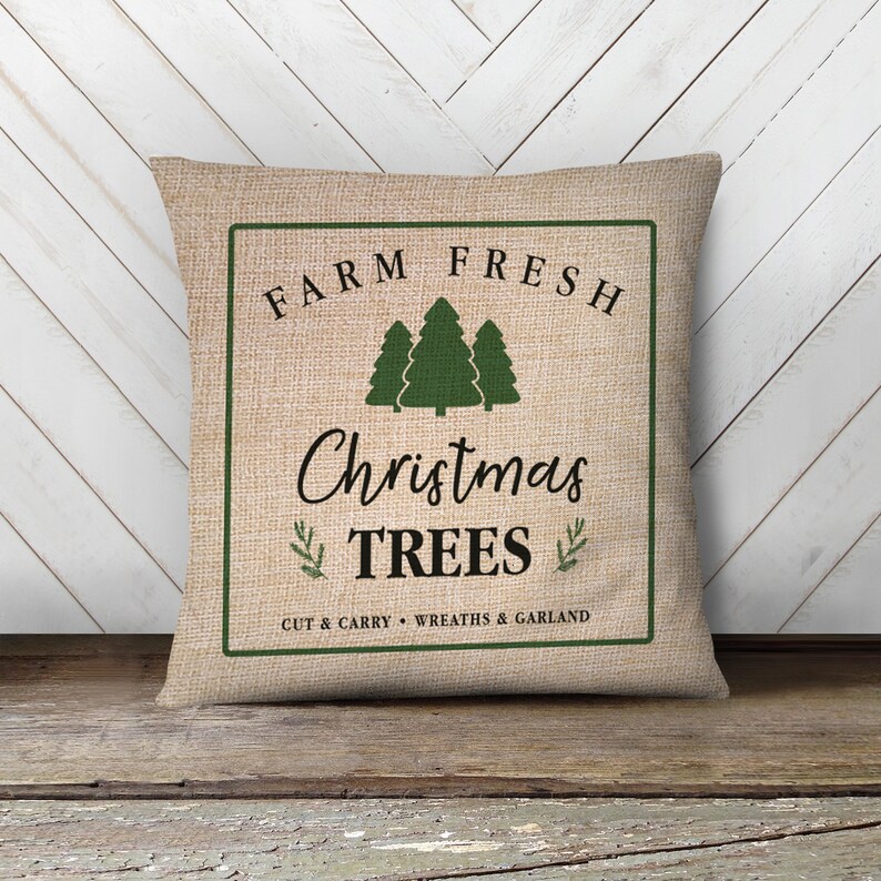 Christmas pillow farm fresh christmas tree pillowcase pillow Etsy