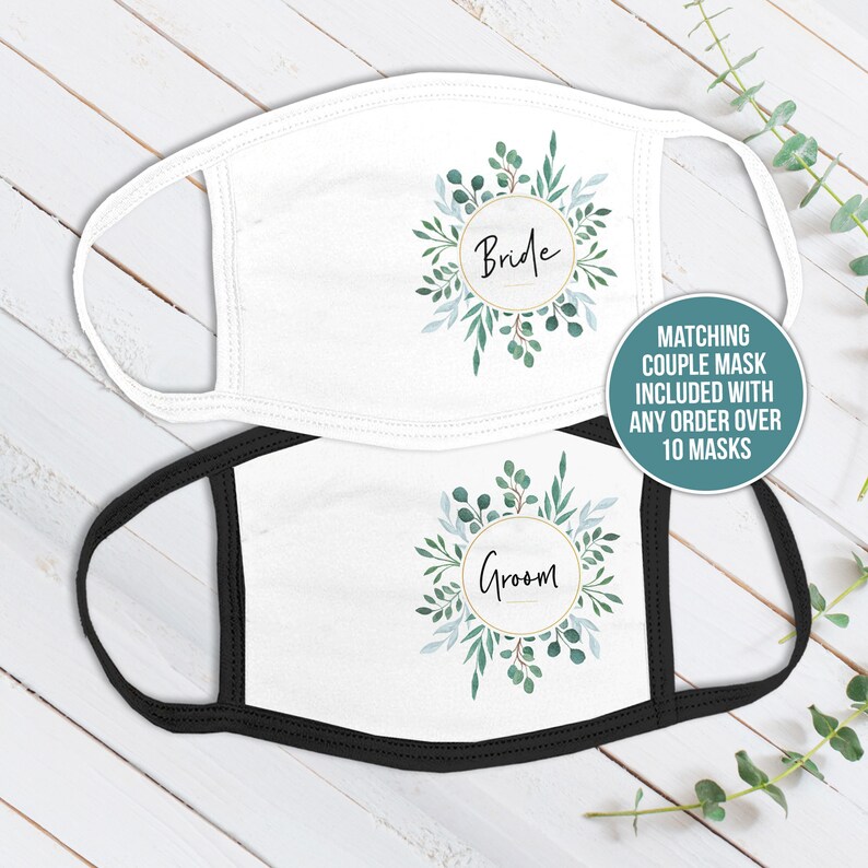 Wedding Guest Leafy Wreath Face Mask Wedding Favor Mask Bulk Etsy