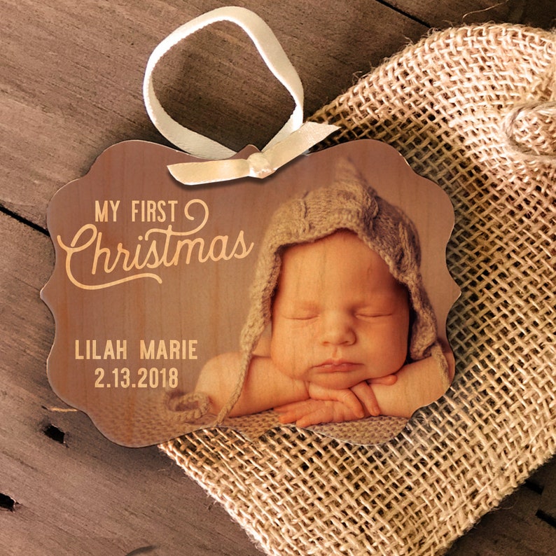 Baby's 1st Christmas Photo Ornament Personalized Photo Etsy