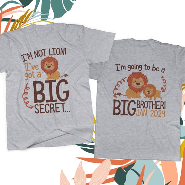 big brother shirt lion pregnancy announcement big brother to be t shirt FRONT/BACK | MSS2-003-N