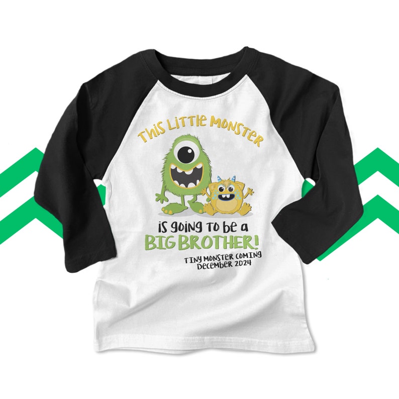 Big Brother shirt-little monster big brother raglan T-shirt MMST-001-R image 1