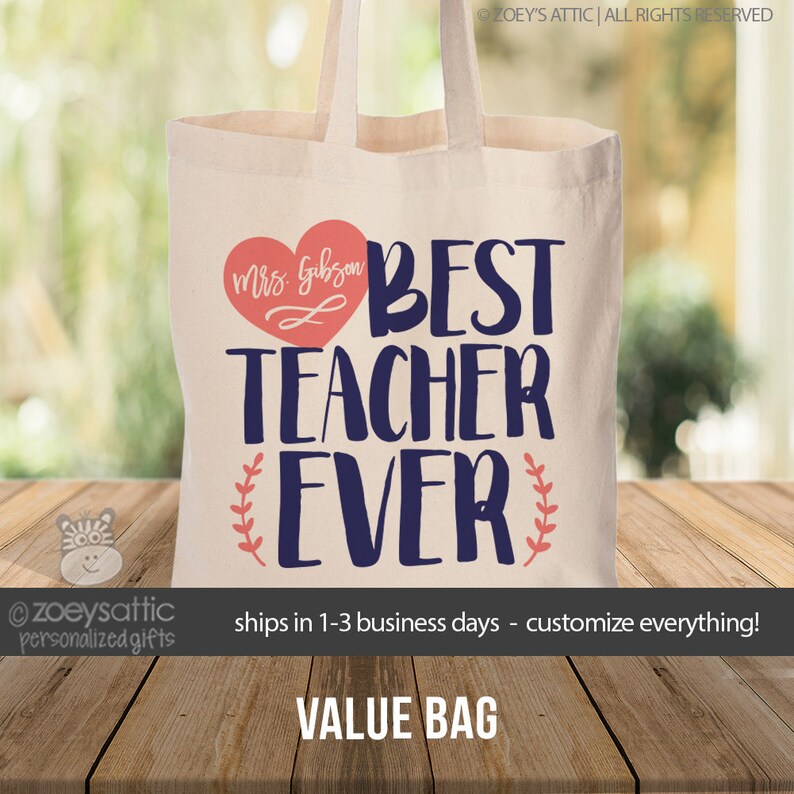 Teacher Tote Bag Best Teacher Ever Tote School Bag Great Etsy