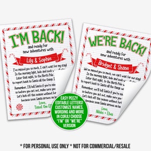 personalized elf letter | welcome back letter from two elves christmas elf letter to kids from elf |  downloadable elf letter |  elf letters